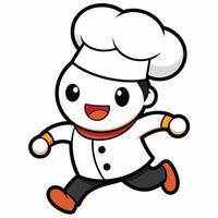 chef running with his hands white background vector