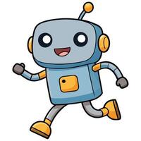 a cartoon robot running and vector