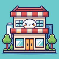 building with a cute face on it vector