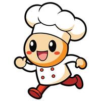 chef running with a smile on his face white background vector