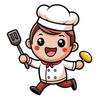 chef running with a spatula and a spatula vector