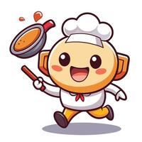 a cartoon character with a frying pan and a spoon vector