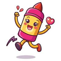 crayon crayon character running with heart illustration vector