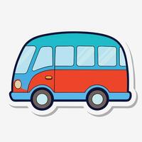sticker of a bus with a blue and red color vector