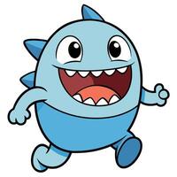 blue monster running with its mouth open vector
