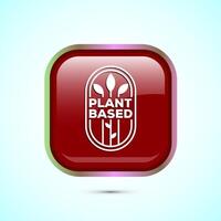 Plant based product icon design illustration. plant based food, natural ingredients. Red color square button design vector