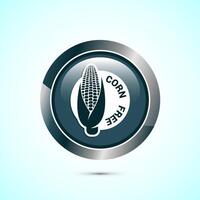 Corn free icon design illustration. Natural products, allergens, Food Intolerance. Gray color round button design vector
