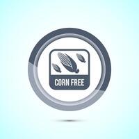 Corn free icon design illustration. Natural products, allergens, Food Intolerance. Gray color button design vector