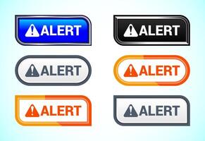 Alert button set of different shapes and colors vector