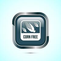 Corn free icon design illustration. Natural products, allergens, Food Intolerance. Gray color square button design vector