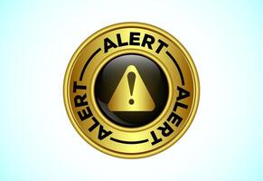 Alert button design gold color vector