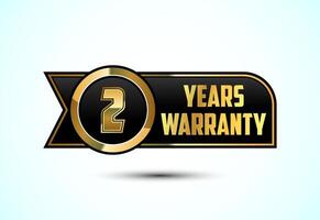 Luxury 2 year warranty label, badge, icon with gold and black color vector