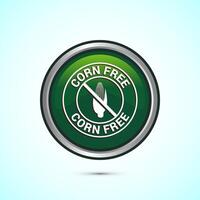 Corn free icon design illustration. Natural products, allergens, Food Intolerance. Green color round button design vector
