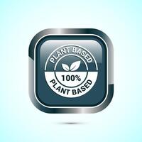 Plant based product icon design illustration. plant based food, natural ingredients. Gray color square button design vector