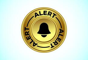 Alert button design gold color style vector