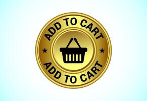 Add To Cart button in gold color. online shopping vector