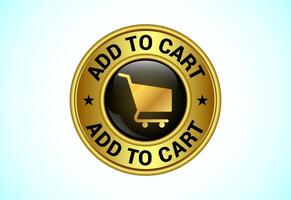 Add To Cart button in gold color. Suitable for mobile app, and website. shopping cart vector