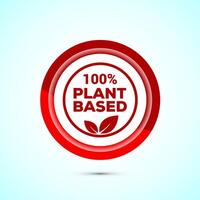 Plant based product icon design illustration. plant based food, natural ingredients. Red color button design vector