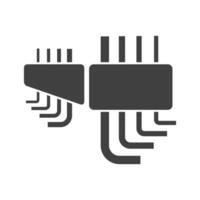 Allen key icons in black and white. Vehicle maintenance service tools illustrations vector