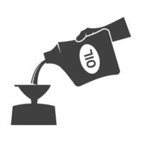 Oil topping icons in black and white. Automotive vehicle maintenance service illustrations vector