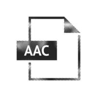 AAC File format icon in halftone style. Black and white monochrome illustration. vector