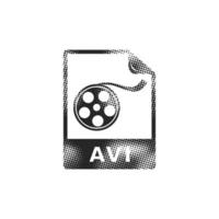 AVI file format icon in halftone style. Black and white monochrome illustration. vector