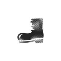 Boot icon in halftone style. Black and white monochrome illustration. vector