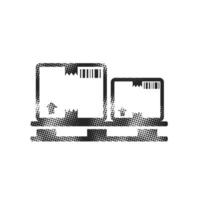 Logistic box icon in halftone style. Black and white monochrome illustration. vector