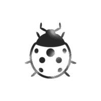 Bug icon in halftone style. Black and white monochrome illustration. vector
