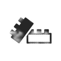 Building blocks icon in halftone style. Black and white monochrome illustration. vector