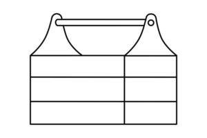 Hand drawn cute outline illustration of toolbox with instruments. Flat repair tool in box line art doodle. Support service hardware kit icon. Settings or fix problem. Find solution. Isolated. vector