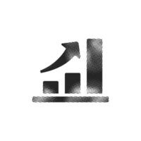 Bar chart icon in halftone style. Black and white monochrome illustration. vector