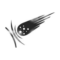 Comet icon in halftone style. Black and white monochrome illustration. vector