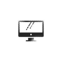 Desktop computer icon in halftone style. Black and white monochrome illustration. vector