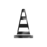 Traffic cone icon in halftone style black and white monochrome vector