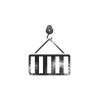 Container icon in halftone style. Black and white monochrome illustration. vector