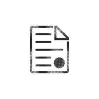 Contract document icon in halftone style. Black and white monochrome illustration. vector