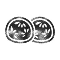 Cucumber icon in halftone style. Black and white monochrome illustration. vector