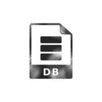 DB File format icon in halftone style. Black and white monochrome illustration. vector