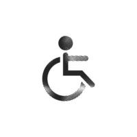Disabled access icon in halftone style. Black and white monochrome illustration. vector
