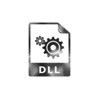 System file format icon in halftone style. Black and white monochrome illustration. vector