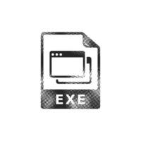 Executable file format icon in halftone style. Black and white monochrome illustration. vector
