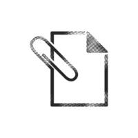 Attachment file icon in halftone style. Black and white monochrome illustration. vector