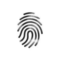 Fingerprint icon in halftone style. Black and white monochrome illustration. vector