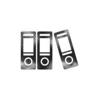 Office folder icon in halftone style. Black and white monochrome illustration. vector