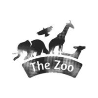 Zoo gate icon in halftone style. Black and white monochrome illustration. vector