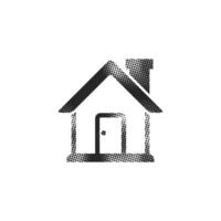 Home button icon in halftone style. Black and white monochrome illustration vector
