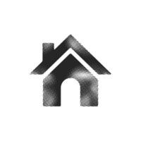 Home button icon in halftone style. Black and white monochrome illustration. vector