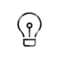 Lightbulb icon in halftone style. Black and white monochrome illustration vector