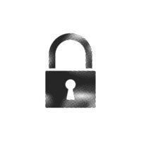 Padlock icon in halftone style. Black and white vector